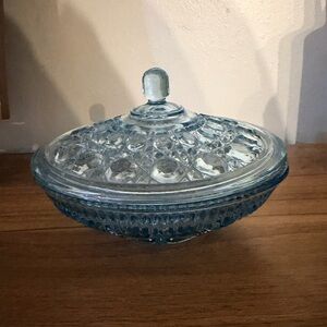 Vintage Indiana Glass Windsor Lidded Blue Candy Dish